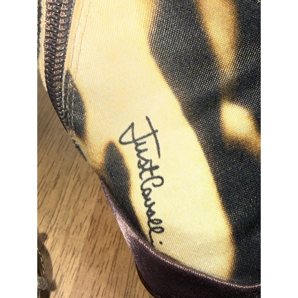 Vintage Y2K Just Cavalli Heels Leopard Animal Print Peep Toe Lace Up - Picture 13 of 16